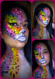 artistic makeup multicolored leopard in