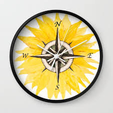 Compass Sunflower Wall Clock By Nadja