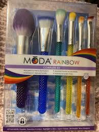 moda rainbow full face 6pc makeup brush set