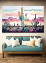 Sonoran Desert Rainy Sunset Cactus Wall