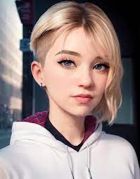 Gwen Stacy (sidecut / Spiderverse hairstyle) - gwen_stacy_v1.1 | Stable  Diffusion LoRA | Civitai