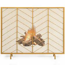 Costway Golden Single Panel Fireplace