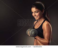 Beautiful Fitness Woman Lifting Dumbbells Fitness Sporty Girl