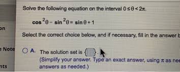 Solved Solve The Following Equation On