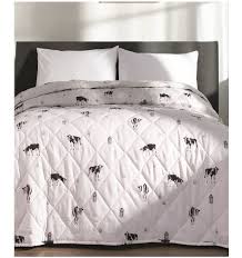 Cows White Double Bed Quilted Throw