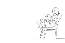 continuous one line drawing tea time