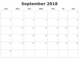 September 2018 Make A Calendar