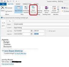 skype for business meeting invite in