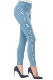 Nygard Slims Luxe Denim Floral Embroidered Jegging In Pants