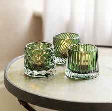 Green Glass Candle Holders Pips Trip
