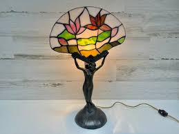 Art Deco Lady Lamp Stained Glass Dale