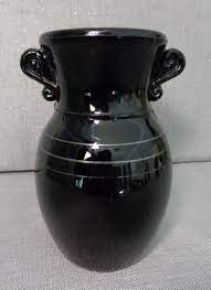 Vintage Art Deco Black Milk Glass Vase