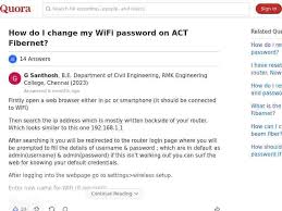 act fibernet password change login