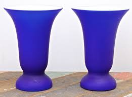 Pair Of Cobalt Blue Glass Table Lamps