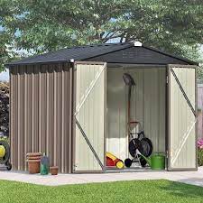8 Ft W X 6 Ft D Outdoor Metal Shed With Lockable Doors 48 Sq Ft