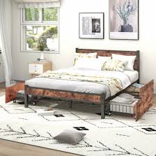 Drawers Metal Bed Frame Queen Bed