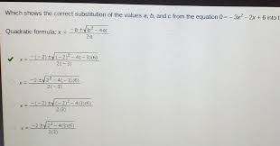 which shows the correct substitution of
