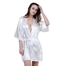 New Solid Color Satin Women S Robe Spring Summer Sexy Black Light Blue Pink White Robes Women Bathrobe Polyester Robe Femme Clothes Twins Home Clotheshome Perfume Aliexpress