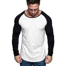 Mrulic Casual T Shirts For Men Slim Fit Crew Long Sleeve