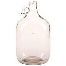 one gallon clear glass jug with handle