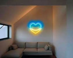 Heart With Ukraine Neon Sign Stand With
