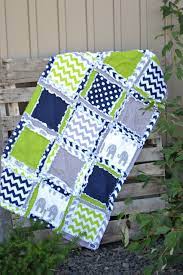 Elephant Baby Bedding Lime Green Navy