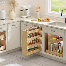 4 5 in w x 21 in d wood pull out organizer rack for narrow cabinet