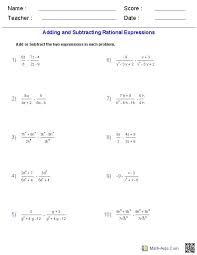 Rational Expressions Worksheets