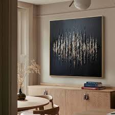 Large Black Abstract Painting Black And