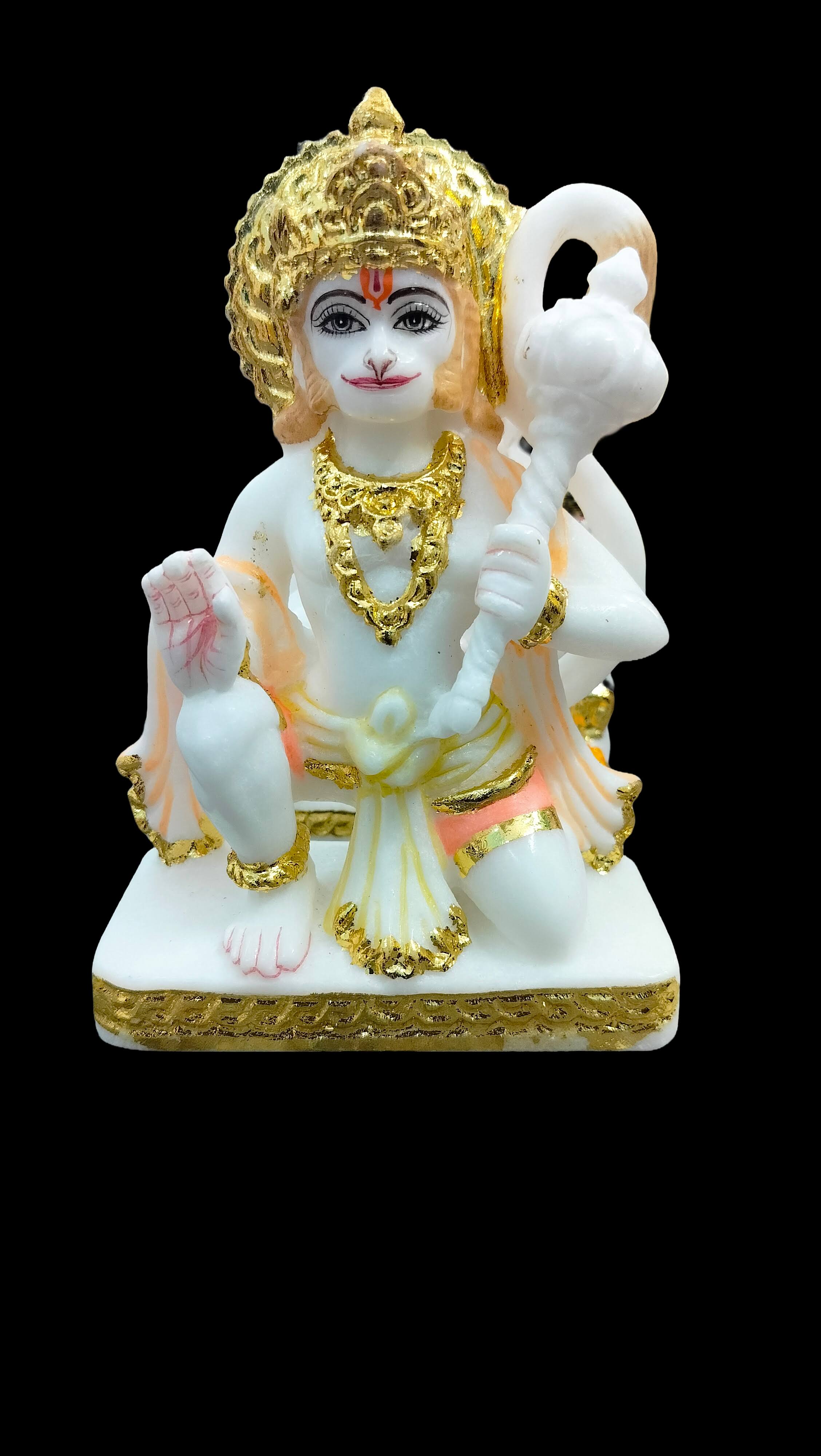 White Marble Sitting Hanuman Statue product image