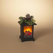 Gerson Lighted Fireplace Lantern With