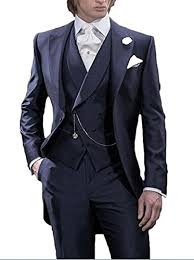 Everbeauty Mens Handsome 3 Pieces Tailcoat Suit Set