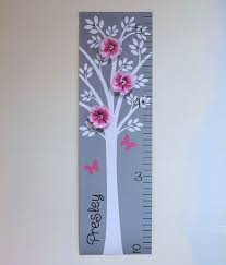 Canvas Growth Chart Bling Tree Pink Flower By
