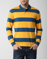 Striped Polo T Shirt With Full Sleeves