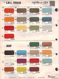 Jeep Paint Chart Color Reference