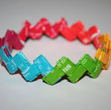 Who knew eating chocolate could be this educating, enlightening, and meaningful? Chocolate Wrapper Craft Starburst Bracelet Recycled Crafts Chocolate Wrappers