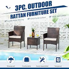 3pc wicker patio furniture set with 2