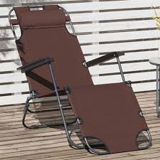 outsunny 2 in 1 brown folding recliner
