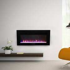 Phi Villa 40 In Wall Mounted And Built In Electric Fireplace In Black