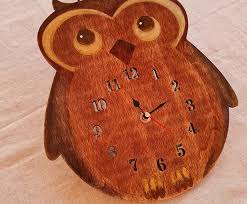 Wooden Owl Clock With Numbers Cute Wall