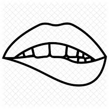 free romantic lip biting line icon