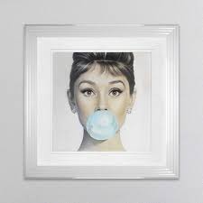 Audrey Hepburn Blowing Bubblegum Framed