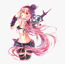 She ties her long white hair in twintail with a black hairband. Anime Girl Pinkhair Longhair Wind Cool Sick Hot Pink Hair Anime Girl Hd Png Download Kindpng