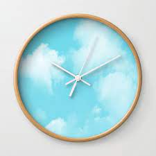 Aqua Blue Sky Wall Clock