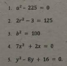 Solve The Following Quadratic Equations