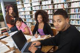 College students studying together in library Stock Photo - 1879492 |  StockUnlimited