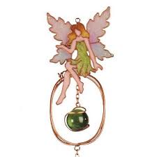 Fairy Wind Chime Green Stained Glass