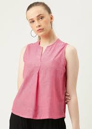 Get Center Pleat Detail Solid Self Textured Top at  1267 | LBB Shop