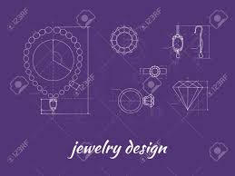 Jewelry Design Banner Ring Earring And Necklace Graphic Scheme