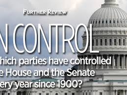 control of house and senate since 1900